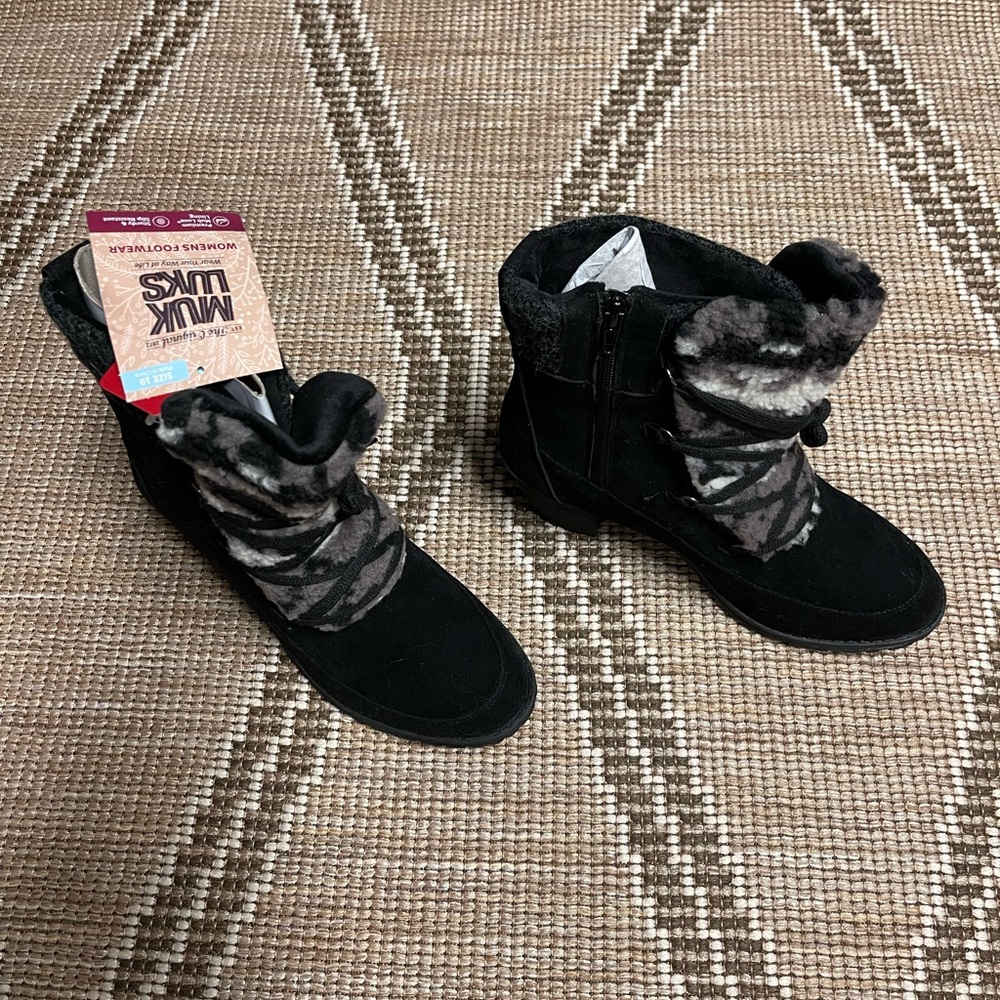 Muk Luks Black and Gray Boots